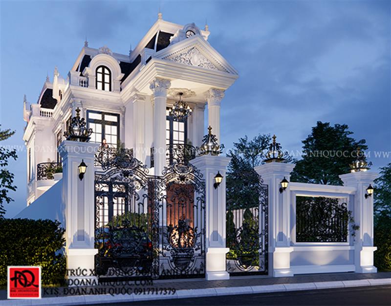 Thiết kế nhà Phan Thiết, Xây nhà trọn gói Phan Thiết, Thi công nhà trọn gói Phan Thiết, Thiết kế Thi công nội thất Phan Thiết Bình Thuận, Công ty Xây dựng Bình Thuận, Thiết kế nhà Bình Thuận, Xây nhà trọn gói Bình Thuận. Thiết kế nhà Phan Thiết- Mẫu biệt tự tân cổ điển 2 tầng_MS55